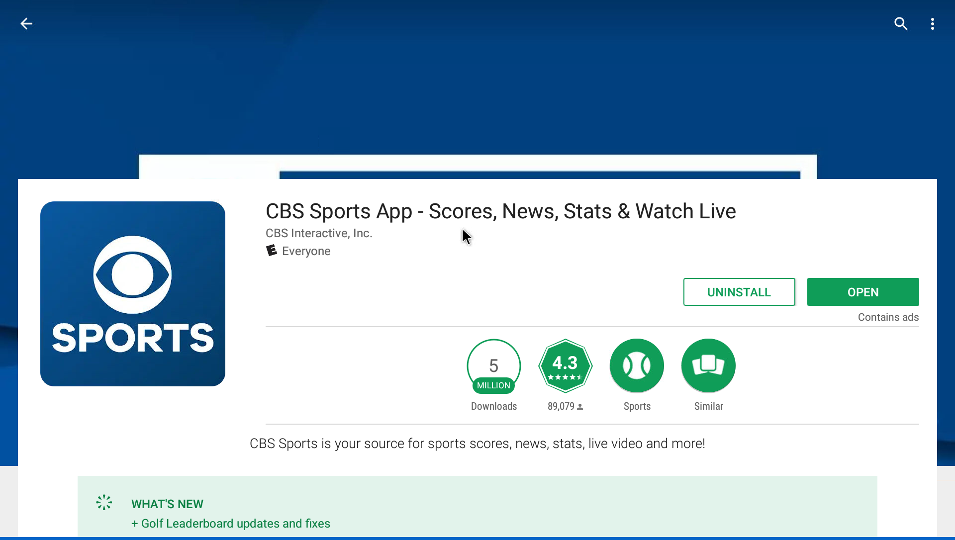 CBS Sports HQ - Free Sports News Channel Android